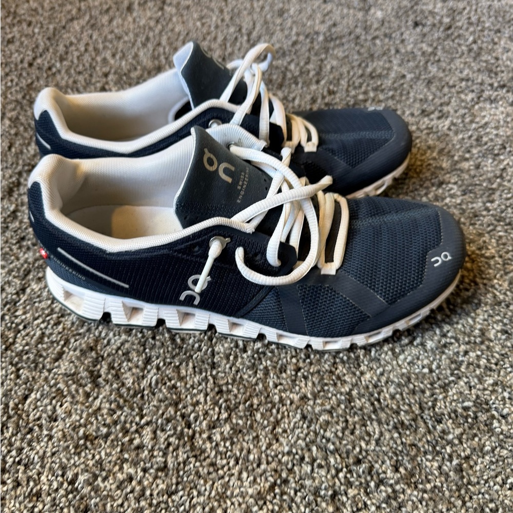 On Running Blue and White Athletic Shoes